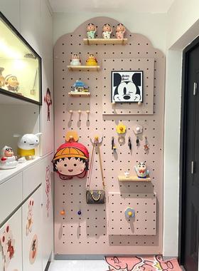 木目iwood订制粉色云朵洞洞板展示架 大尺寸玄关入户洞洞墙置物架