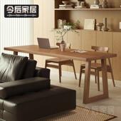 客厅书房一体实木书桌去客厅化大板桌白蜡木桌子家用沙发后长条桌