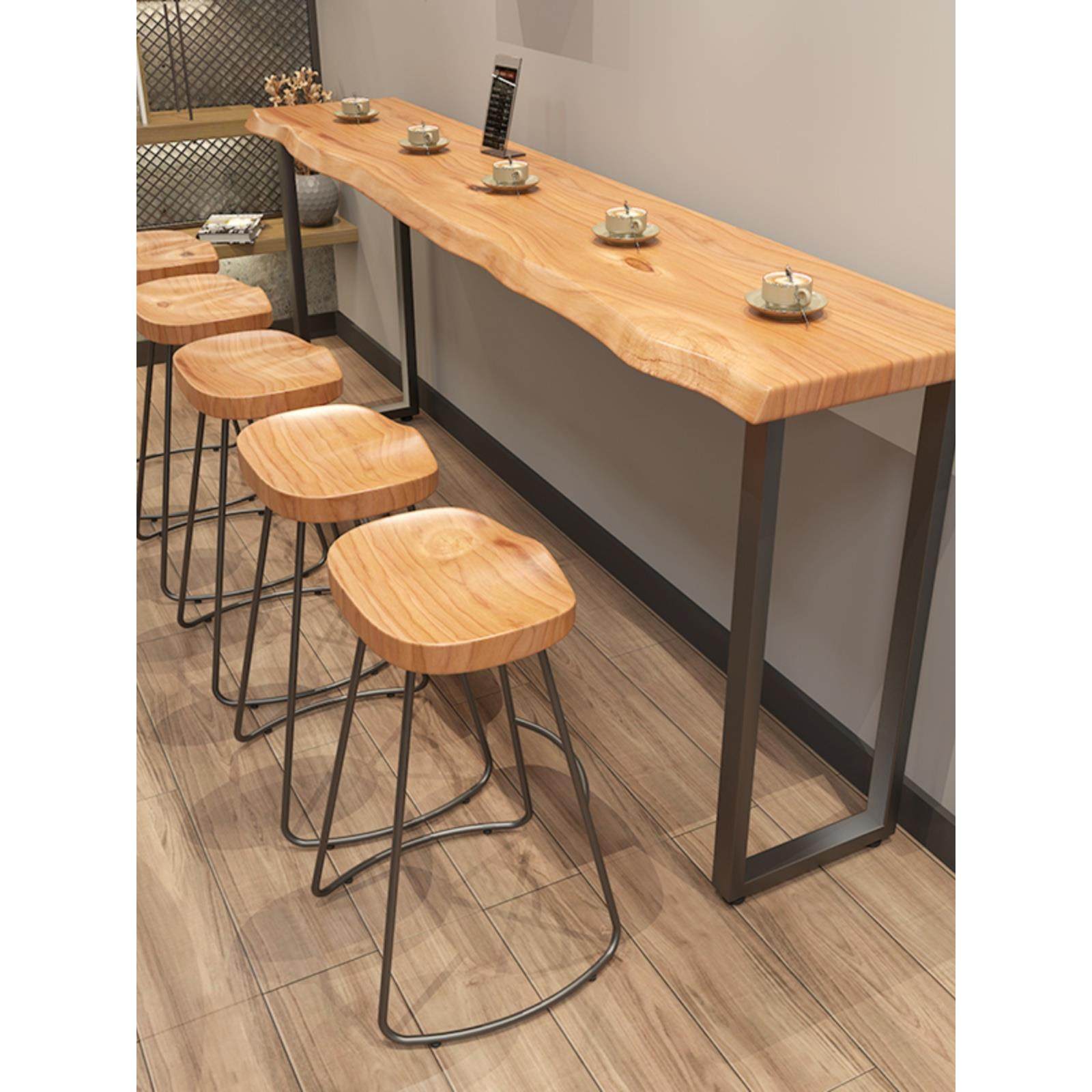 实木吧台高脚桌餐桌咖啡吧台桌家用桌子奶茶小吃店靠墙简约长条桌,商业/办公家具,酒吧台,淘宝优惠券,粉丝福利购,淘宝优惠卷