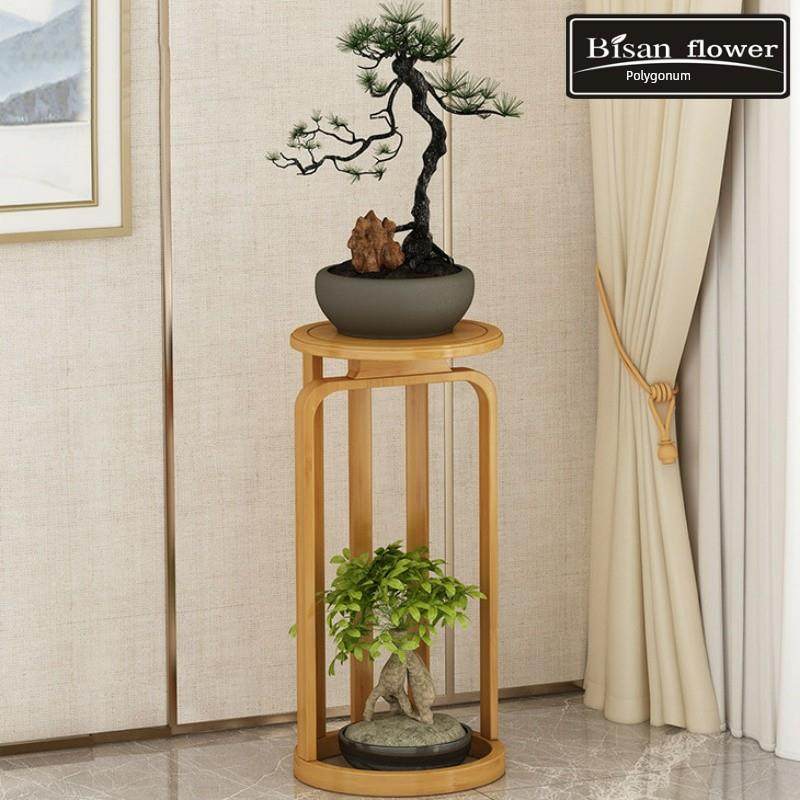 花架新中式客厅落地多层简约盆栽架吊兰花架子室内实木花台置物架