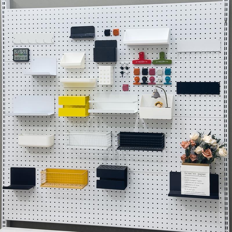 洞洞板配件挂钩专用圆孔金属通用磁吸置物架书桌收纳diy书架配件