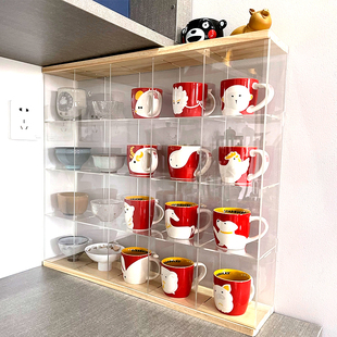 桌面收纳盒杯子收纳柜茶具展示柜子厨房水杯置物架挂墙收纳架