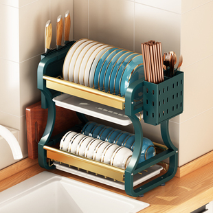 轻奢厨房碗架沥水架窄小型不锈钢碗盘置物架小号水槽边碗碟收纳架