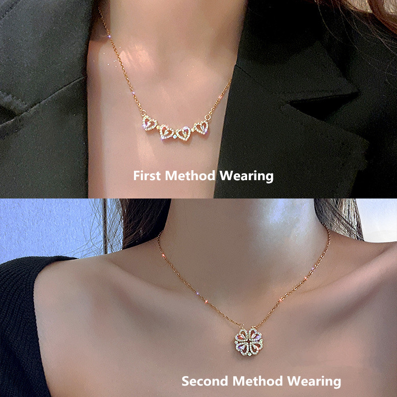 新品New Design Heart Four-leaf Clover Magnetic Pendant Neckl