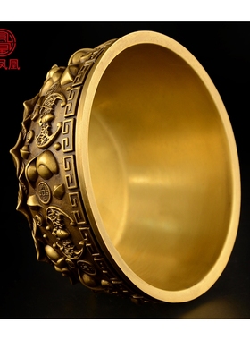 铜聚宝盆摆件招财家用黄铜米缸实心客厅店铺财位装饰品特大号