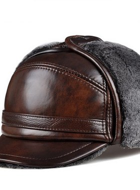 RY0201 Male Winter Warm Ear Protection Bomber Hat Man Genuin