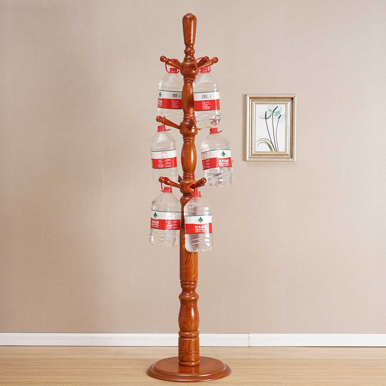 高档简约实木衣帽架落地式挂衣架现代卧室家用衣服架单杆立式组装