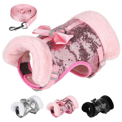 Soft Warm Dog Harness Least Set Cute Bowknot Puppy Cat Harne