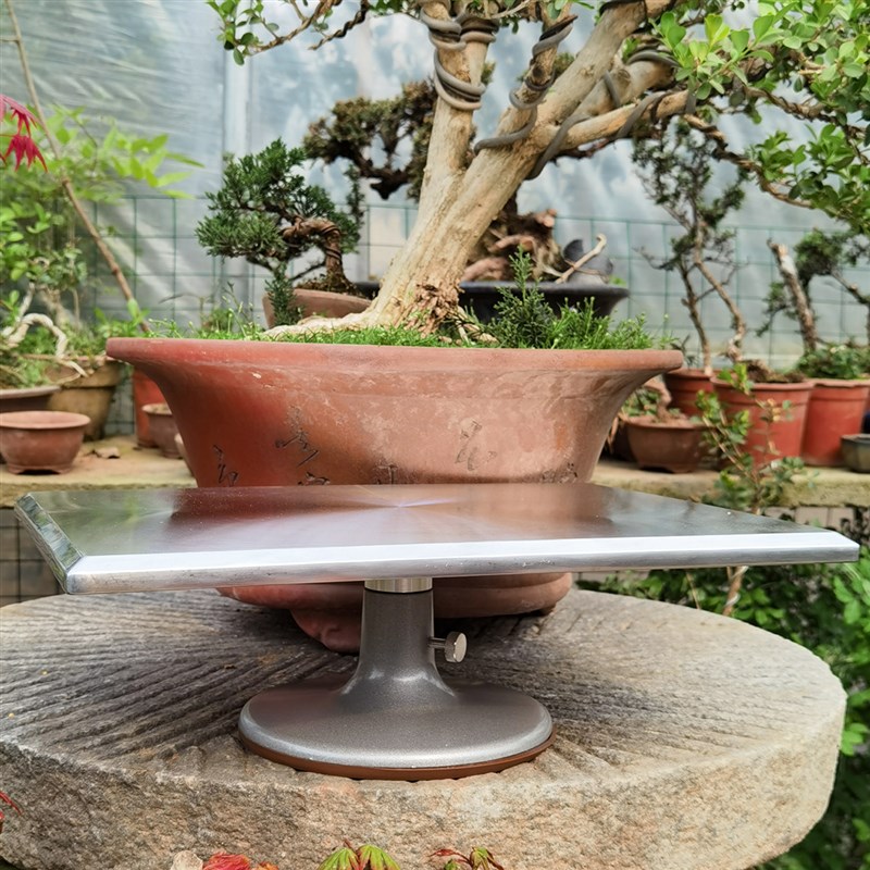 盆景转盘旋转台树桩制作台手动盆景修剪台转盘造型台铝合金长方形