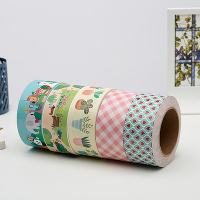 卡通可爱印花动物员封箱胶带彩色创意装饰胶布快递打包封口胶带