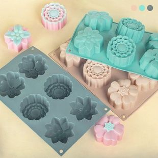 6 in a Row Mooncake Mould Reusable Silicone Cakes Mould for