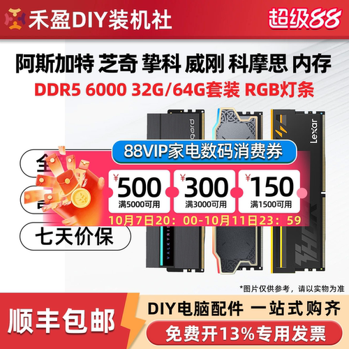 阿斯加特 挚科 芝奇 佰维 威刚 科摩思D5 6000 C28 32G 64G套内存