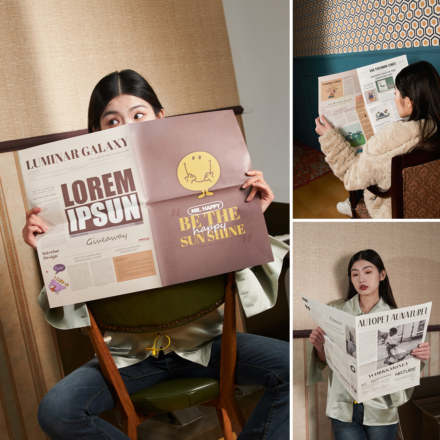 原创可爱手绘报纸 ins英文时尚拍照道具模特街拍写真家居样板房装饰静物产品摄影拍摄氛围感场景搭建创意布置,3C数码配件,背景布类,淘宝优惠券,粉丝福利购,淘宝优惠卷