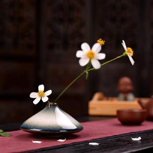 陶瓷花插 仿古窑变色釉花瓶 粗陶瓷家居工艺品复古小花器摆件