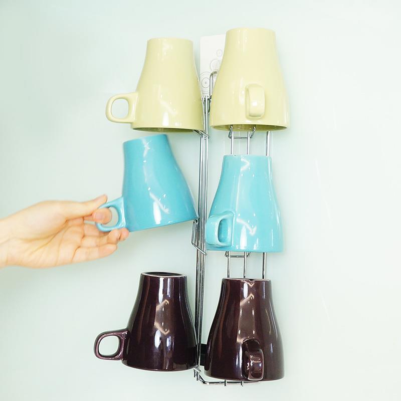 厨房沥水杯架壁挂免打孔玻璃杯子墙上茶杯倒挂马克杯不锈钢置物架