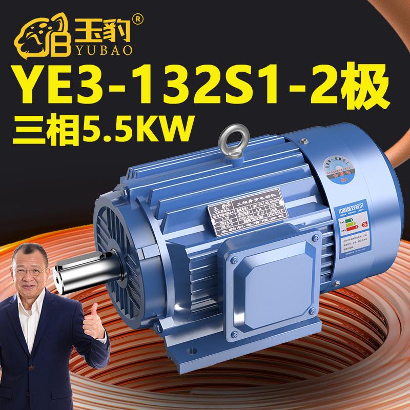 132S1-2极全新YE3系列三相异步马达国标5.5KW电机380V三相全铜