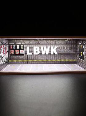 1:64汽车模型收纳停车场车库 场景展示盒防尘罩带LED灯光防尘罩