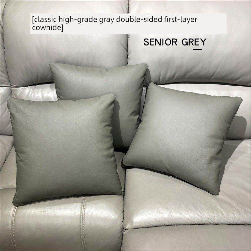 高级灰色真皮抱枕靠垫沙发腰枕客厅办公室靠背头层牛皮靠包双面,居家布艺,靠垫/抱枕,淘宝优惠券,粉丝福利购,淘宝优惠卷