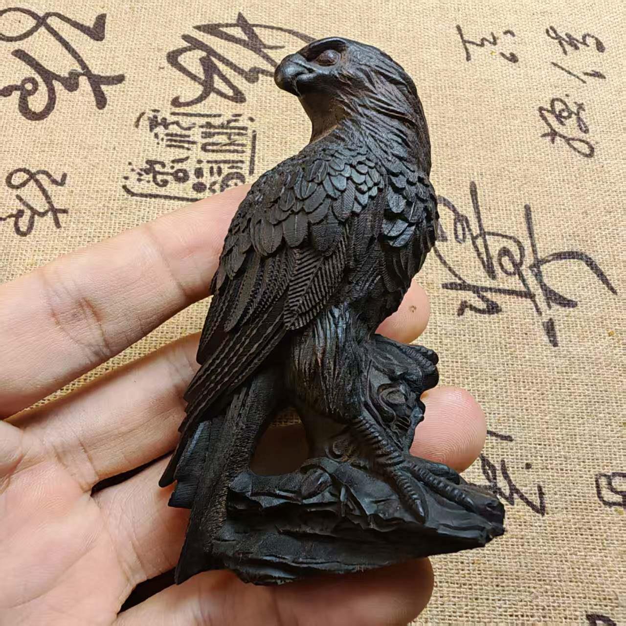 沉香木雕老鹰摆件雄鹰大展宏图家居客厅办公室桌面装饰品开业送礼
