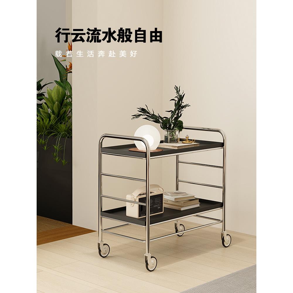 小户型沙发移动边几中古小推车边柜卧室阳台桌子床头柜三层置物架