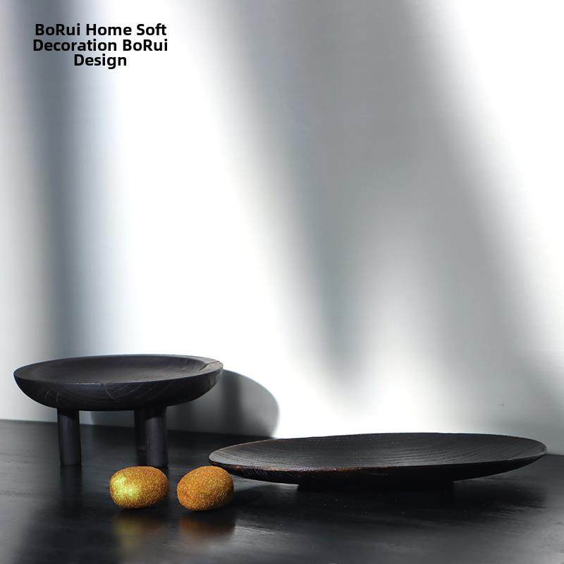 新中国风三腿圆托盘水果托盘入口电视柜长托盘黑色储物托盘装饰品,家居饰品,果盘/果篓,淘宝优惠券,粉丝福利购,淘宝优惠卷