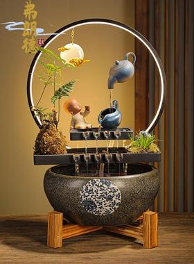 弗朗德流水摆件循环水招财景观鱼缸创意家居生财客厅开业乔迁礼品