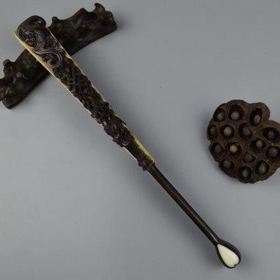 陈情令聂怀桑扇子聂导同款一尺男扇乌木全芯镂空雕刻扇骨扇子折扇
