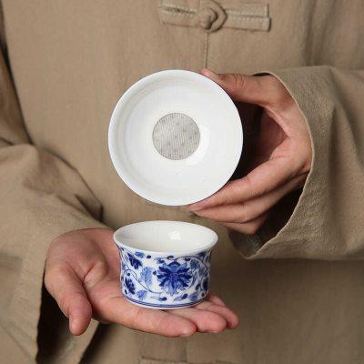 陶瓷青花茶漏茶滤泡茶过滤网器创意一体组合茶隔滤茶器茶具零配件