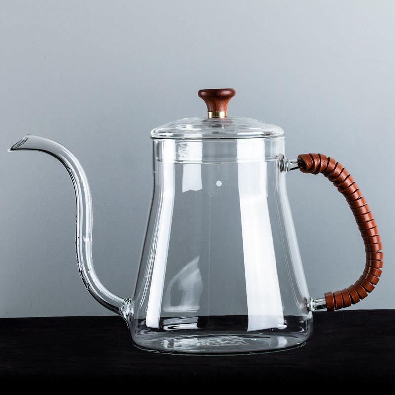 手工耐热玻璃手冲挂耳滴漏壶冲泡茶壶长嘴细口壶手冲咖啡壶细嘴壶