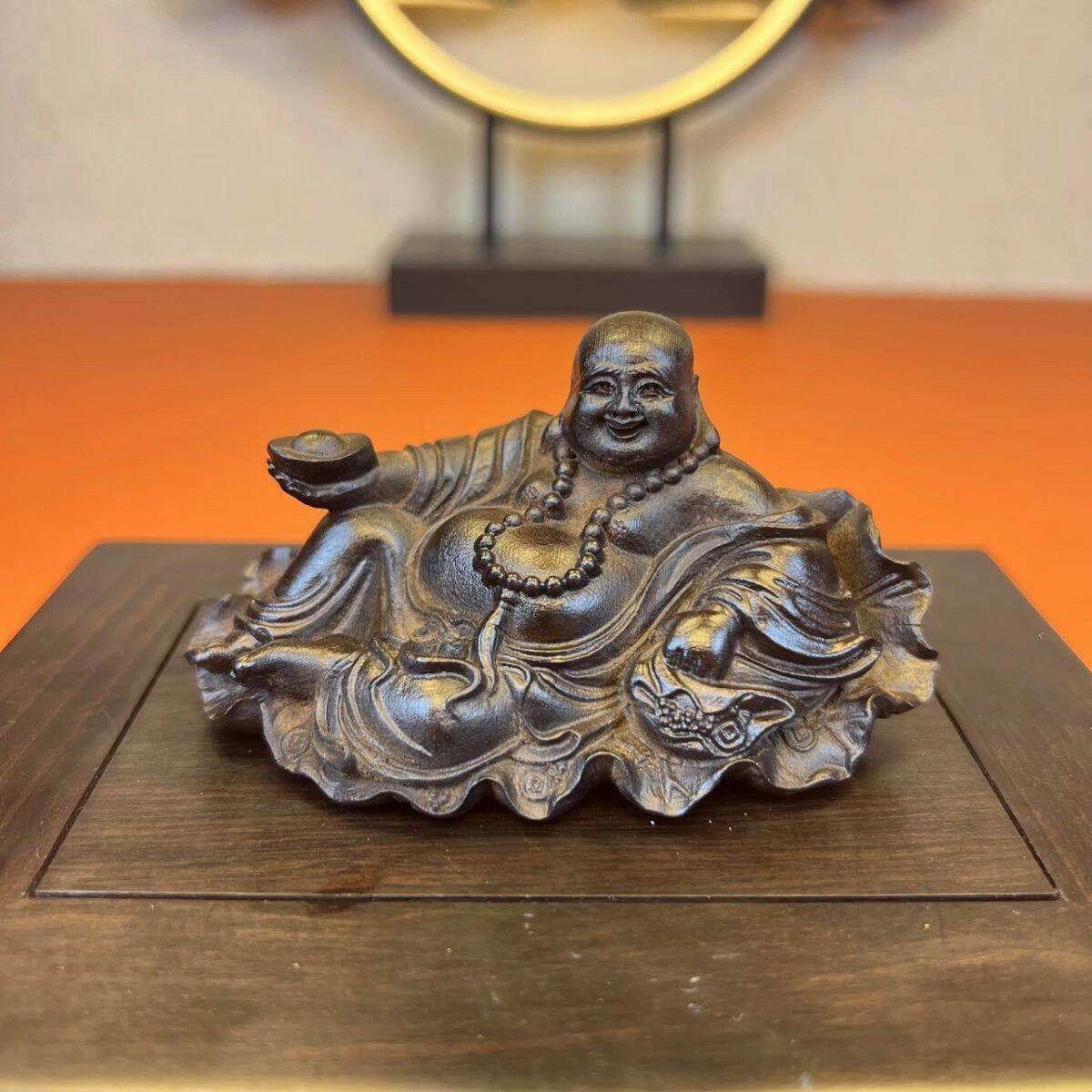 沉香车摆件摆件汽车招财弥勒佛像保平安家居摆饰木质笑佛工艺礼品