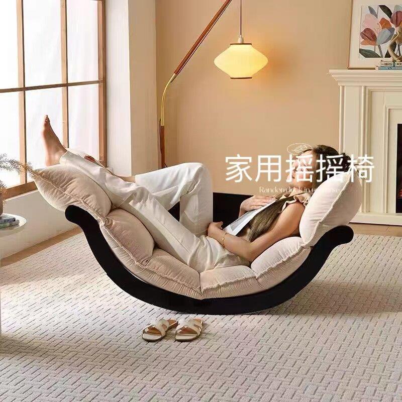 家用摇摇椅普拉提脊柱桥躺椅多功能懒人沙发椅阳台休闲椅实木摇椅