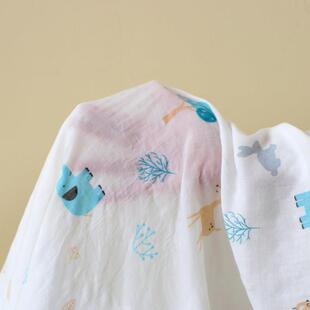 婴儿2层竹棉纱布浴巾盖毯不掉线夏季轻质新生儿毛毯两用