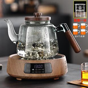蒸煮一体煮茶器加厚烧水壶耐高温侧把玻璃茶壶大容量黑晶炉套装