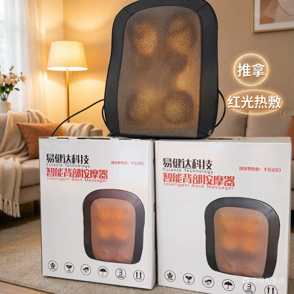 易健达按摩器颈椎腰部背部全自动揉捏全身多功能靠垫按摩仪家用