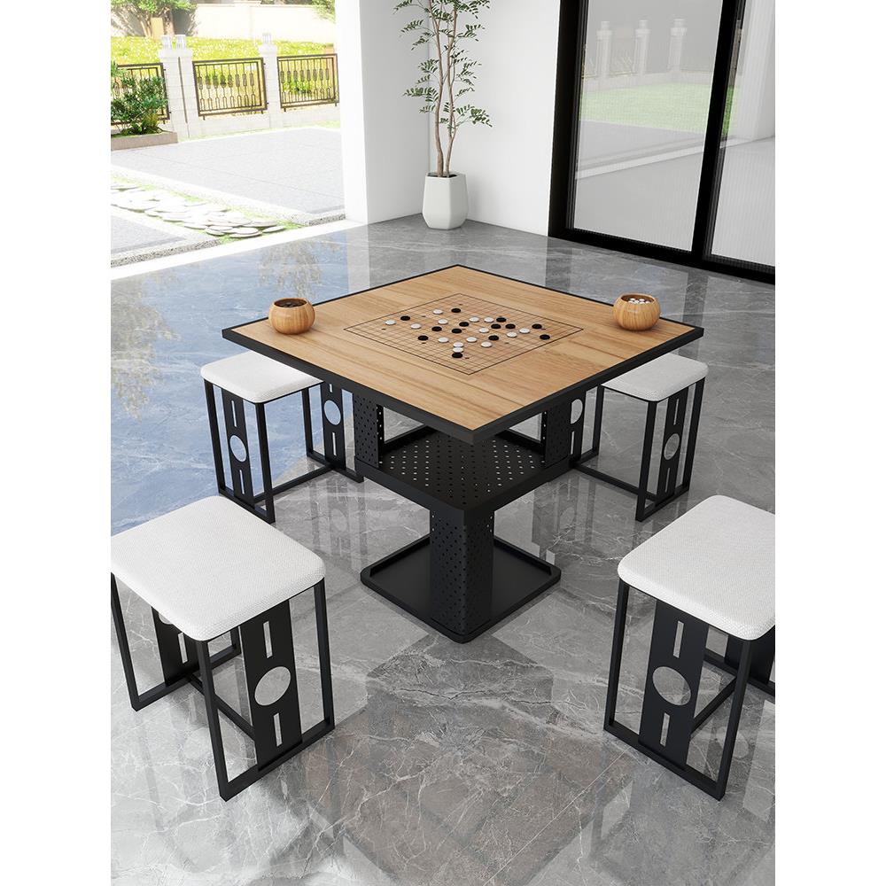 架空层棋牌桌椅组合休闲桌围棋中国象棋桌棋盘桌双面两用四方桌