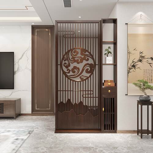 新中式实木雕花祥云屏风隔断客厅2026新款入户正对门玄关进门遮挡