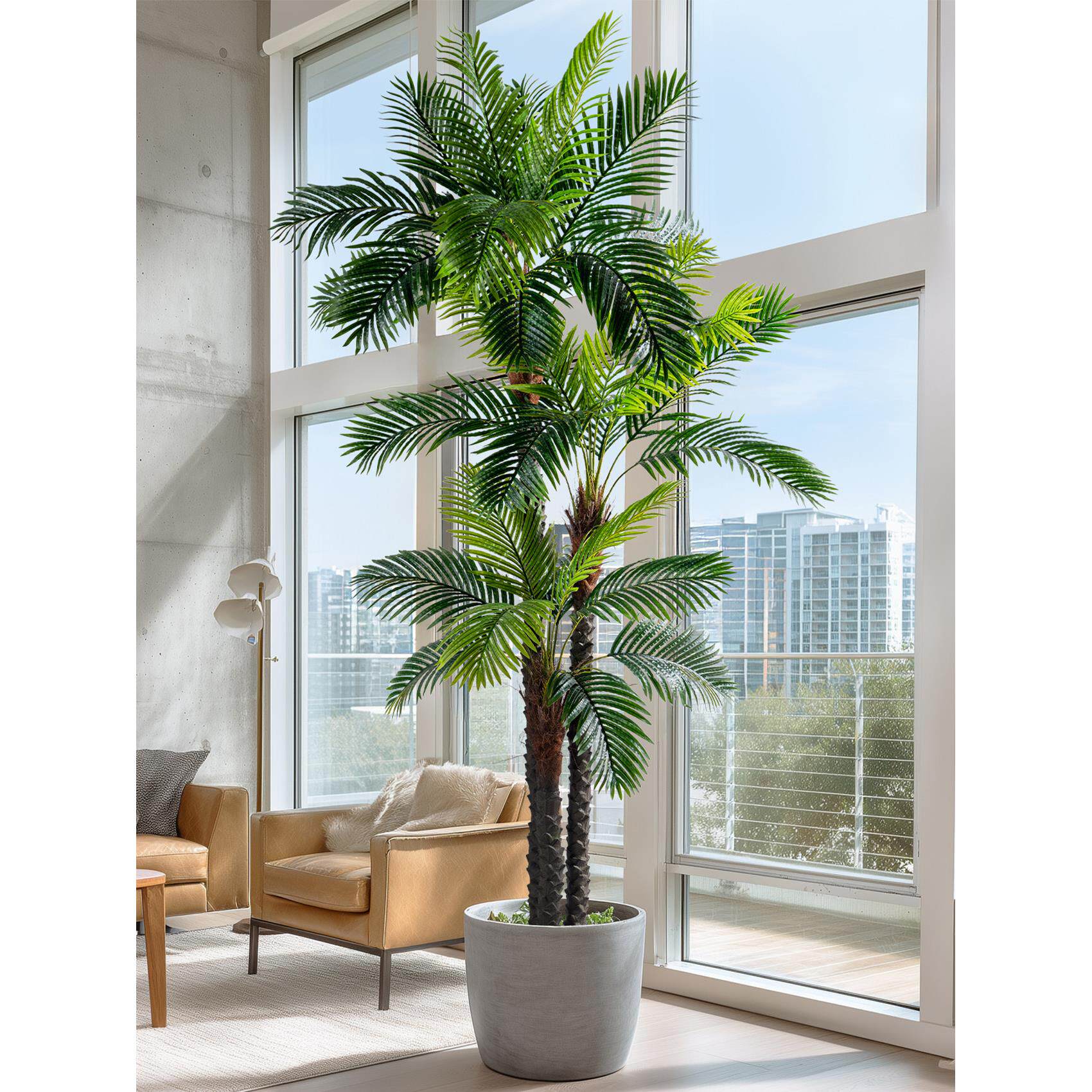 超高模拟椰子树落地大型棕榈向日葵假绿色植物热带盆栽室内外装饰