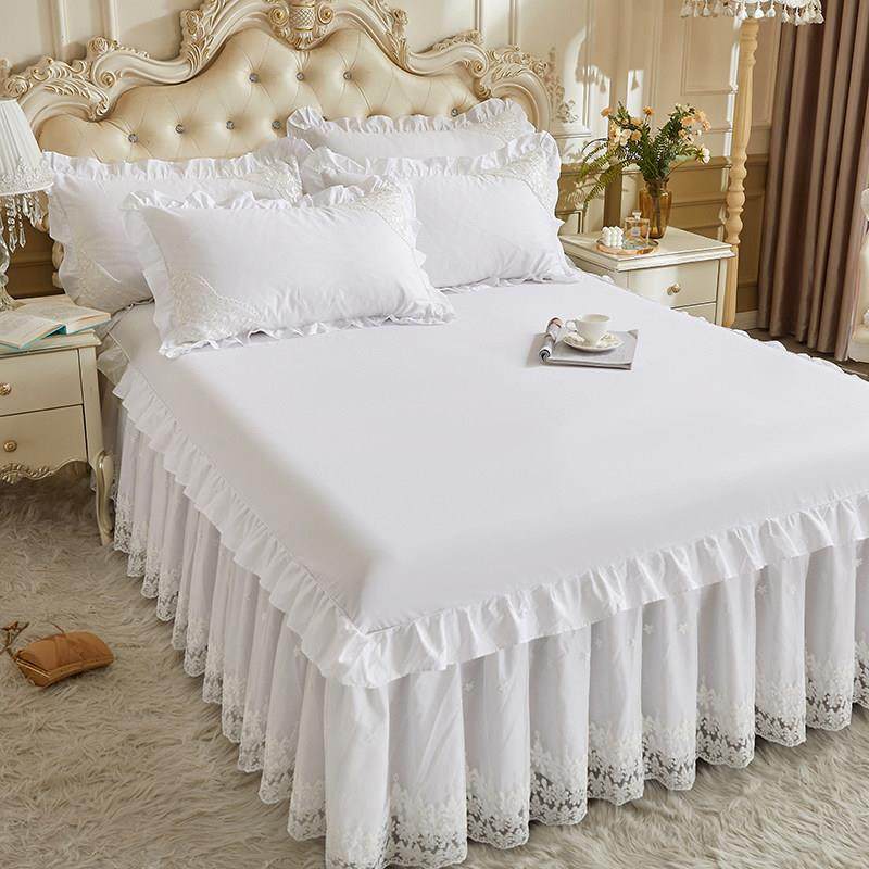 公主风ins纯棉床裙单件北欧全棉床罩式四季款蕾丝边床裙白色床上,床上用品,床裙,淘宝优惠券,粉丝福利购,淘宝优惠卷