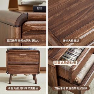 收纳柜 乌金木简约现代床头柜实木储物柜家用卧室床边柜小户型整装
