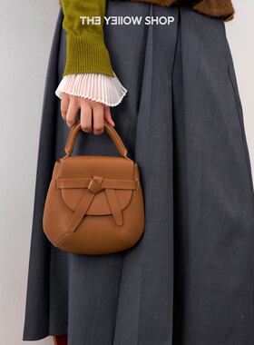 【金靖沈梦辰同款】THE YELLOW SHOP复古红色包包牛皮斜挎马鞍包