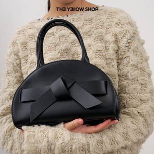 THE SHOP头层小牛皮手拎斜挎Sand·G半圆波士顿包 YELLOW