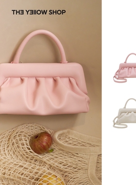 辣目洋子李嘉琦同款/THE YELLOW SHOP牛皮斜挎手提云朵包红色包包