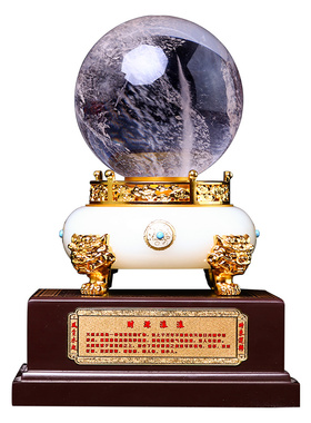 热销天然白水晶球摆件透明圆球招财家居客厅玄关办公室前台小摆件