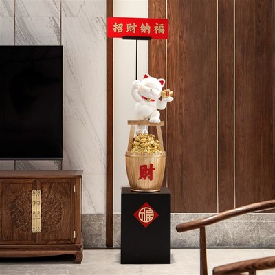 热销一桶金招财猫高级感大型落地摆件公司前台门装饰乔迁新店开