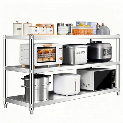 热销正宗304不锈钢厨房置物架家用货架收纳架微波炉落地式多功能