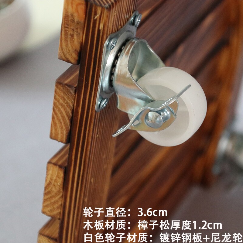 热销花盆托盘万向轮盆景花盘实木移动底座碳化防腐带滑轮花架鱼缸