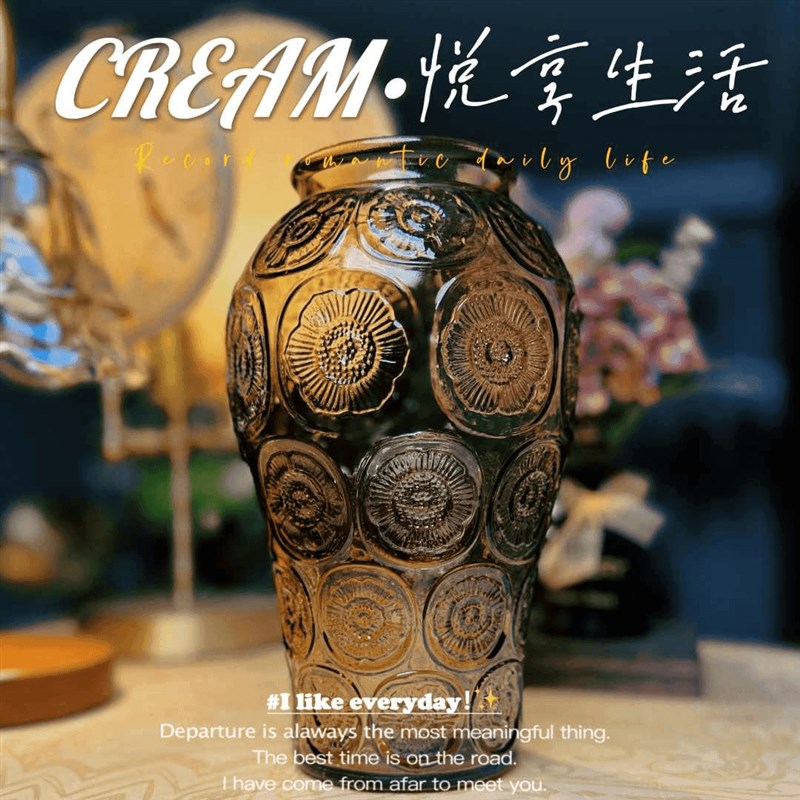热销[豆豆]k657 中式复古浮雕G客厅玄关玻璃花瓶莱利花瓶花器