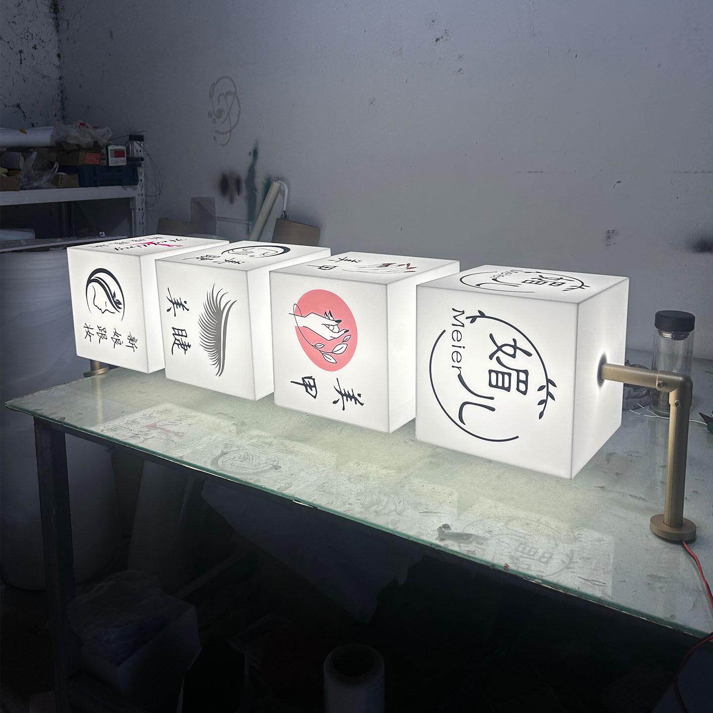 户外网红打卡串串亚克力创意旋转灯箱美甲服装店铺装饰侧挂招牌
