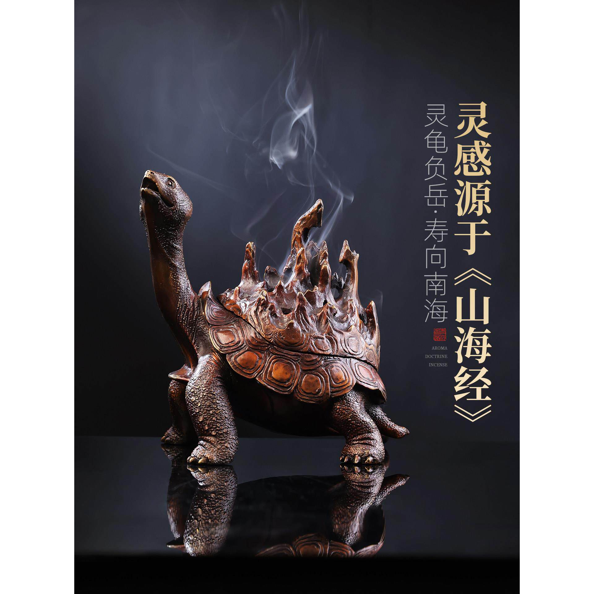 山海经龙龟檀香熏香炉纯铜彷古铜器盘香炉香薰炉家居创意礼品摆件