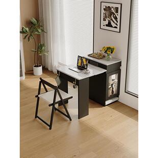 新型可伸缩折叠岛式餐桌集成多功能隐形导桌家用小户型实木餐桌